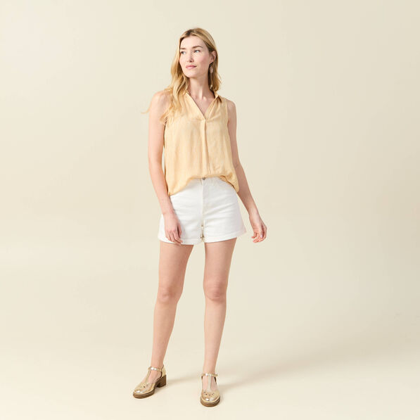 Blouse sans manches jaune paille femme