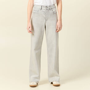jeans large eco responsable denim gris clair femme Jeans large éco-responsable denim gris clair femme