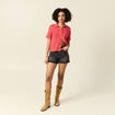 Polo en maille rouge femme