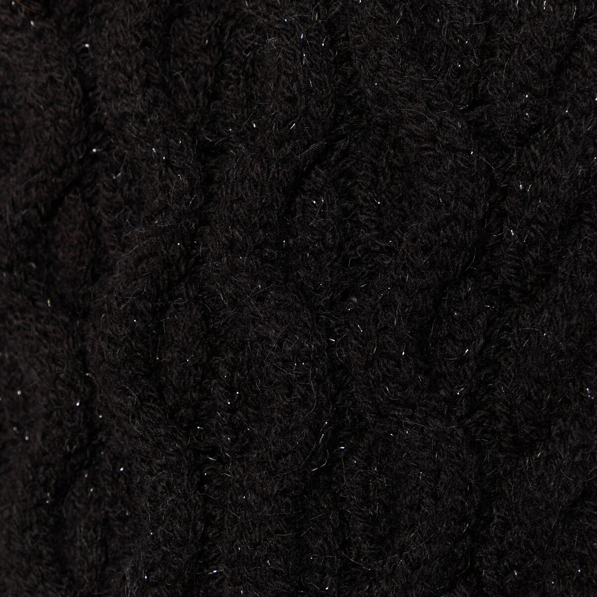 Pull manches longues col roul&eacute; brillant noir femme