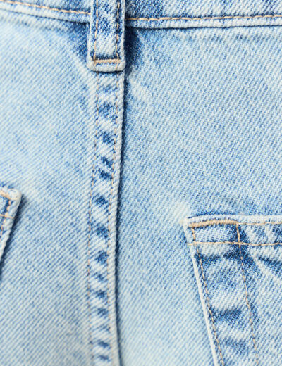 Jeans slouchy brodé 7/8ème denim bleach femme