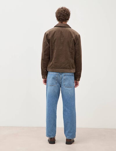 Blouson droit en velours manches longues taupe homme