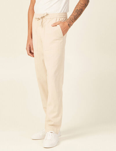 Pantalon chino à coulisse beige homme