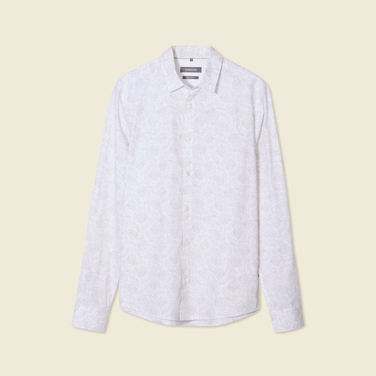 Chemise en coton manches longues blanc homme