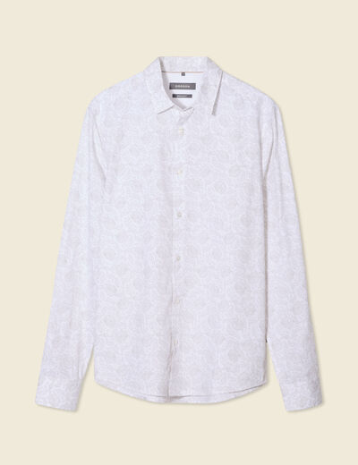Chemise en coton manches longues blanc homme