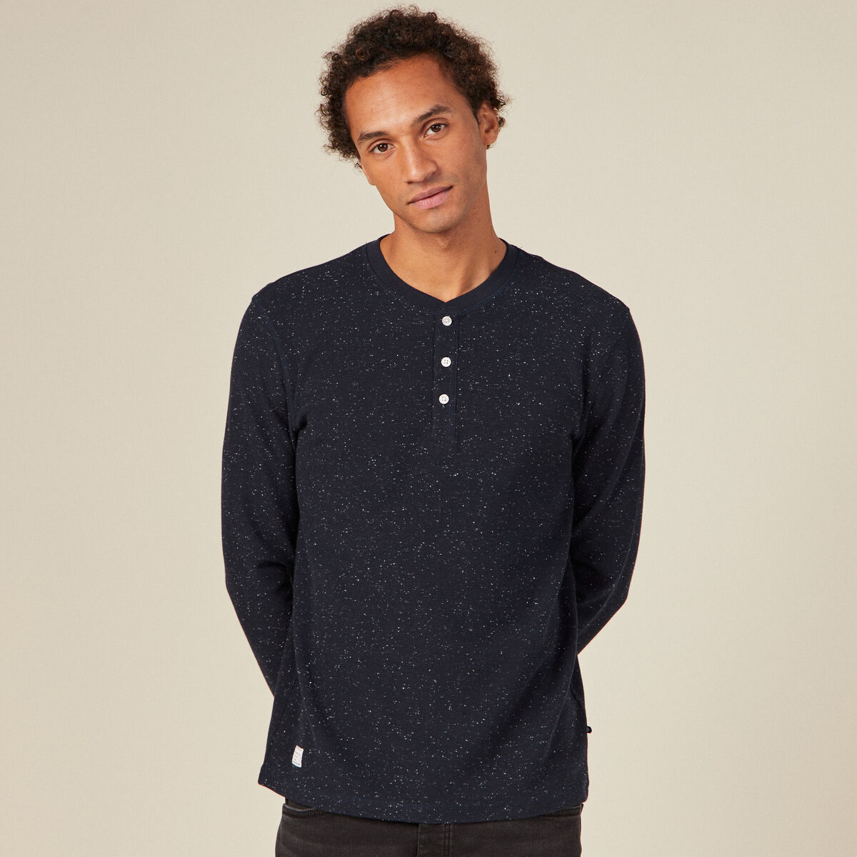 T-shirt manches longues bleu marine homme