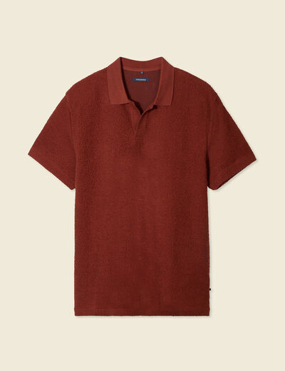 Polo manches courtes marron cognac homme