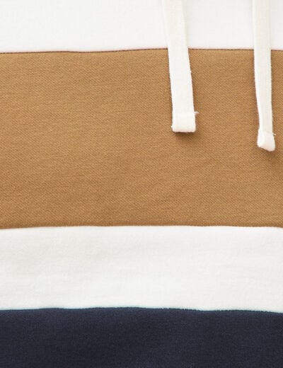 Sweat &agrave; capuche manches longues ecru homme