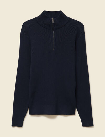 Pull col camionneur bleu marine homme