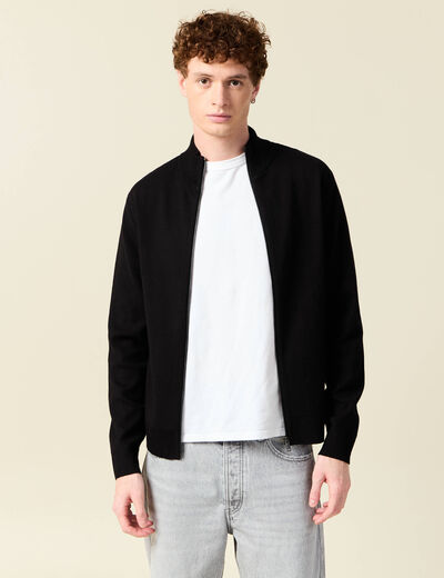 Gilet manches longues zipp&eacute; noir homme