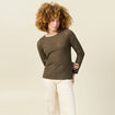 T-shirt manches longues ajouré vert kaki femme