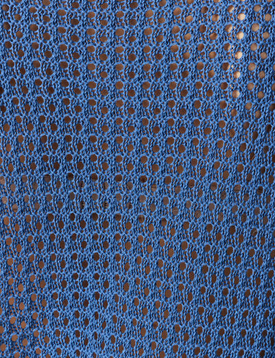 Pull ajour&eacute; col v manches 3/4 bleu marine femme