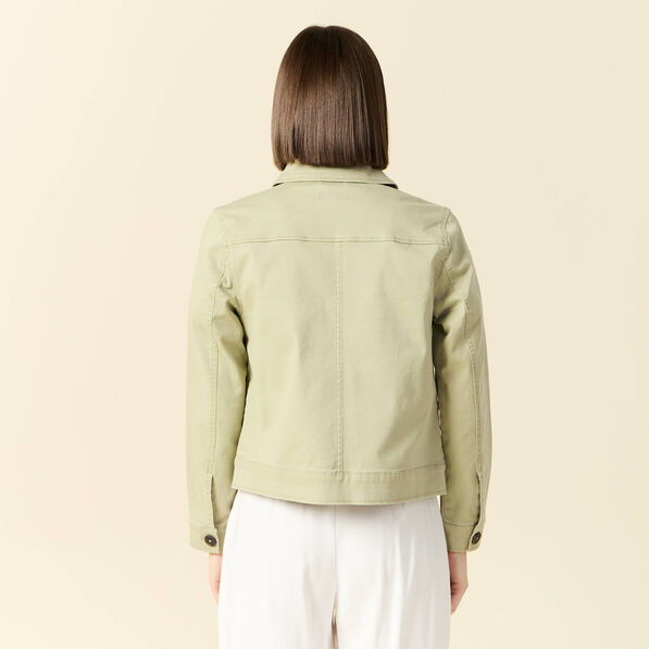 Blouson boutonné vert kaki femme