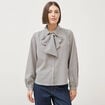 Chemise vichy droite manches longues bleu femme
