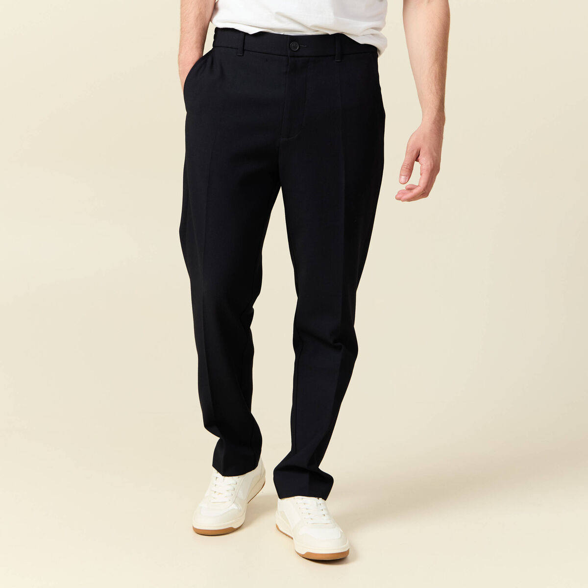 Pantalon droit longueur 32 bleu marine homme