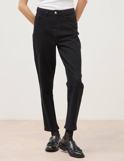 Jeans mom 7/8&egrave;me denim noir femme