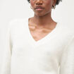 Pull droit col v manches longues ecru femme