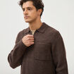 Pull droit manches longues marron fonc&eacute; homme