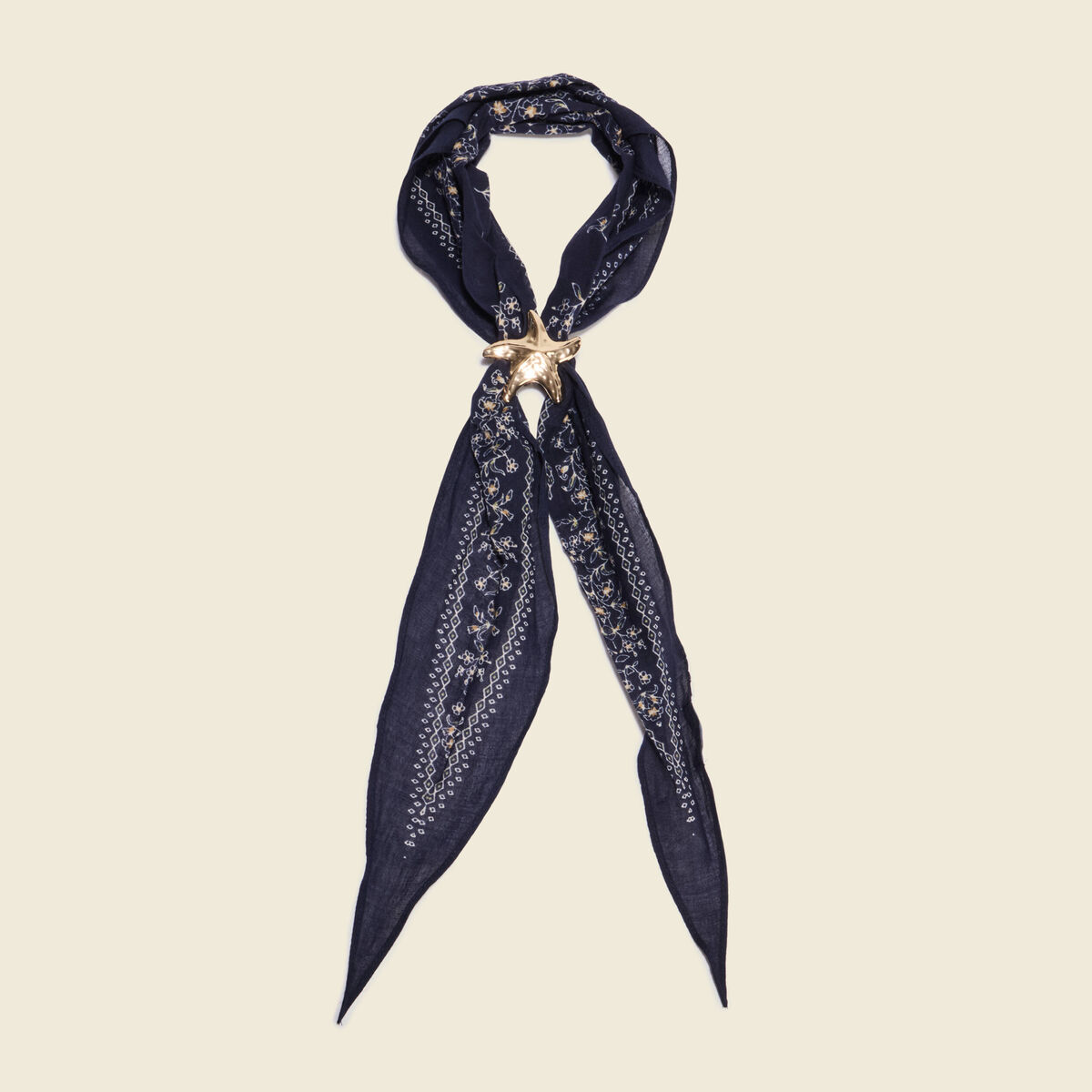 Foulard en coton bleu marine femme