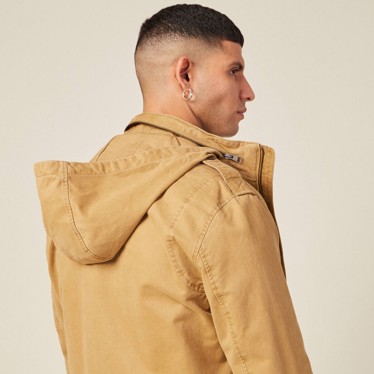 Blouson droit &agrave; col montant camel homme
