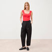 Pantalon barrel coupe loose taille haute noir femme
