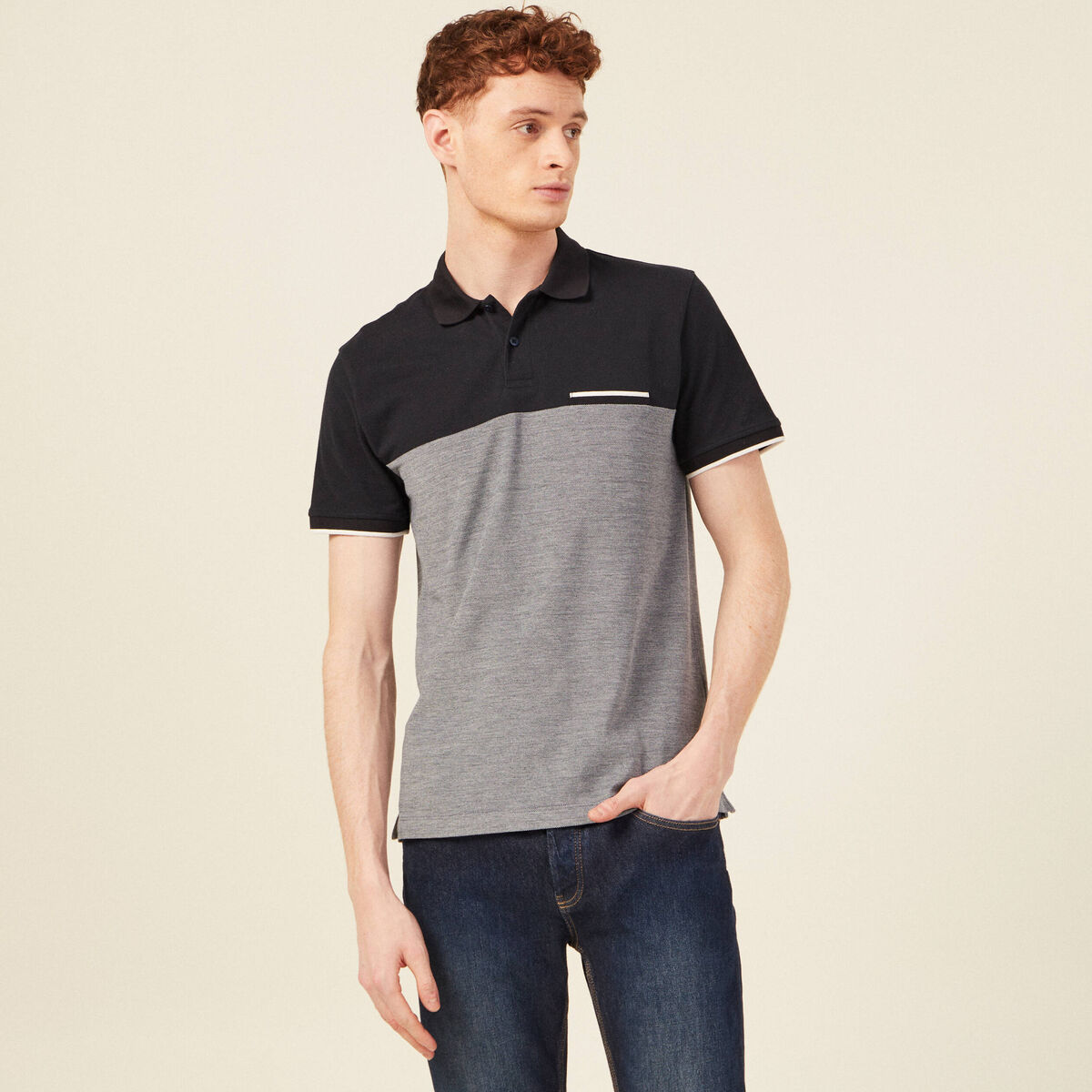 Polo éco-responsable bleu marine homme