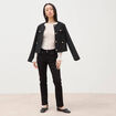 Jeans regular 7/8&egrave;me taille standard denim noir femme