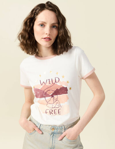 T-shirt manches courtes ivoire femme