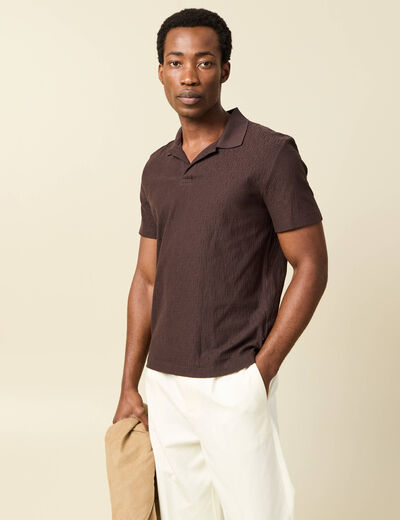 Polo manches courtes marron fonc&eacute; homme
