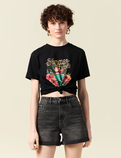 T-shirt manches courtes noir femme