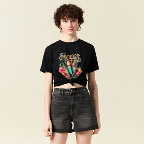 t shirt manches courtes noir femme T-shirt manches courtes noir femme