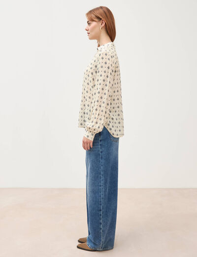 Blouse manches longues ecru femme