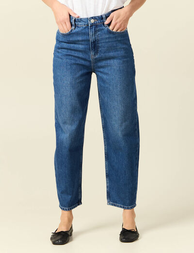 Jeans barrel taille haute denim stone femme
