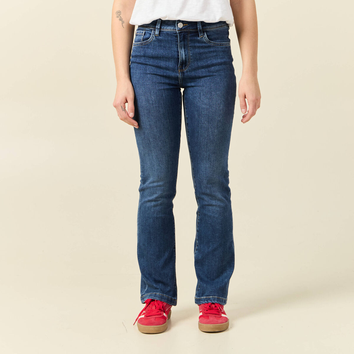 Jeans bootcut denim stone femme