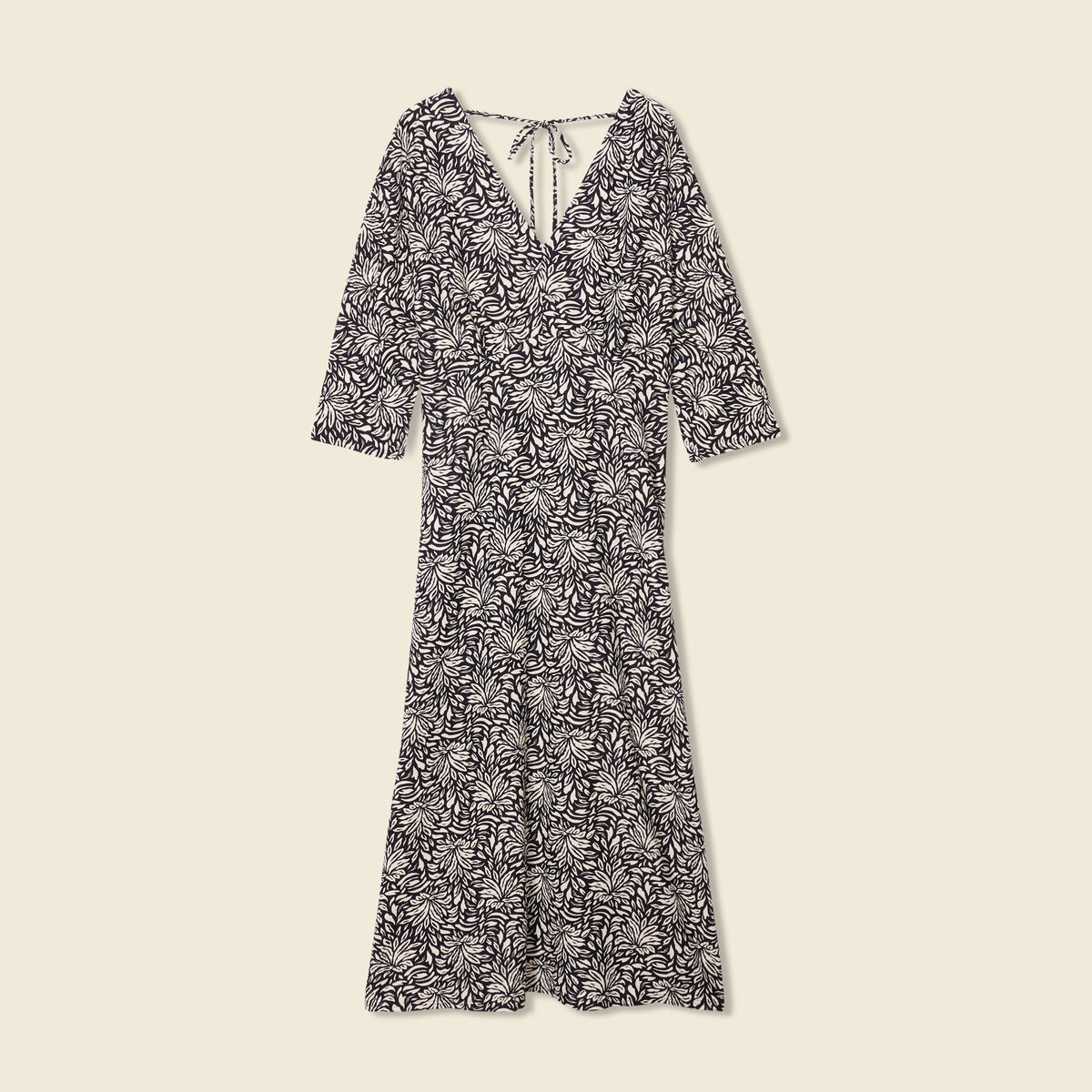 Robe midi droite manches 3/4 noir femme