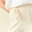 Pantalon large taille haute en maille creme femme