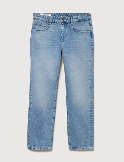 Jeans straight longueur 32 en coton denim used homme