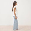 Top col rond manches courtes en coton ecru femme