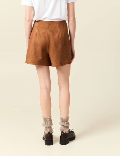 Jupe-short taille haute camel femme