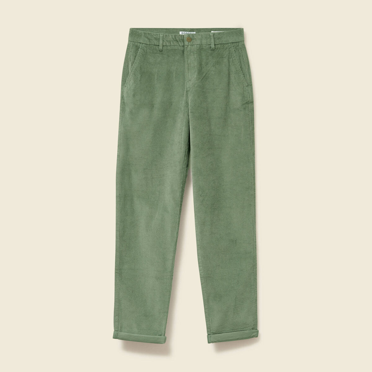 Pantalon large 7/8&egrave;me taille haute vert kaki femme