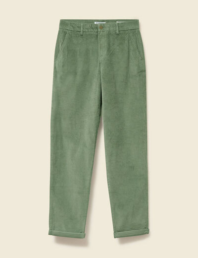Pantalon large 7/8&egrave;me taille haute vert kaki femme
