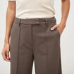 Pantalon droit taille haute taupe femme