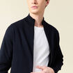Gilet manches longues zipp&eacute; bleu marine homme
