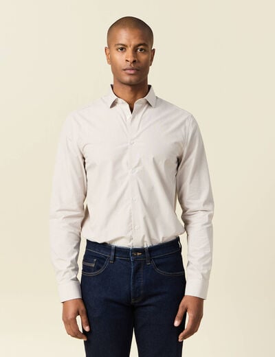 Chemise manches longues beige homme