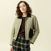 Blouson matelass&eacute; boutonn&eacute; vert kaki femme