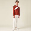 Sweat manches longues col polo marron cognac homme