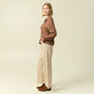 Chemise &agrave; volants manches longues marron fonc&eacute; femme