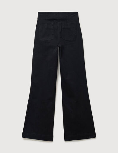 Jeans bootcut taille haute 7/8&egrave;me denim noir femme
