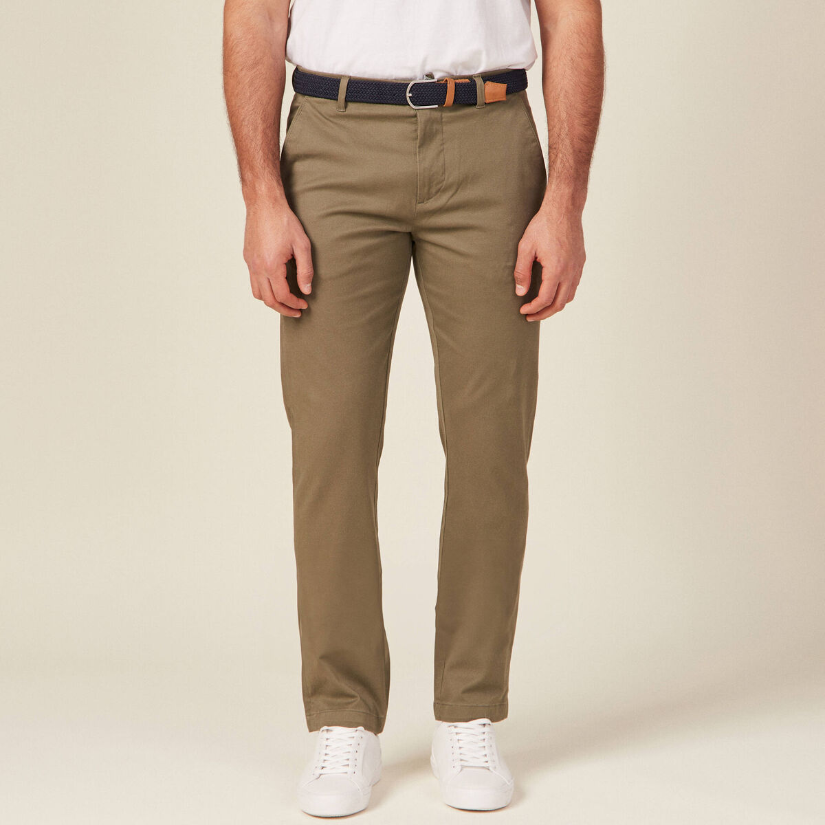 Pantalon chino straight vert kaki homme
