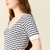 Pull manches courtes bleu foncé femme